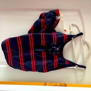 Maternity Tankini in navy and red stripe